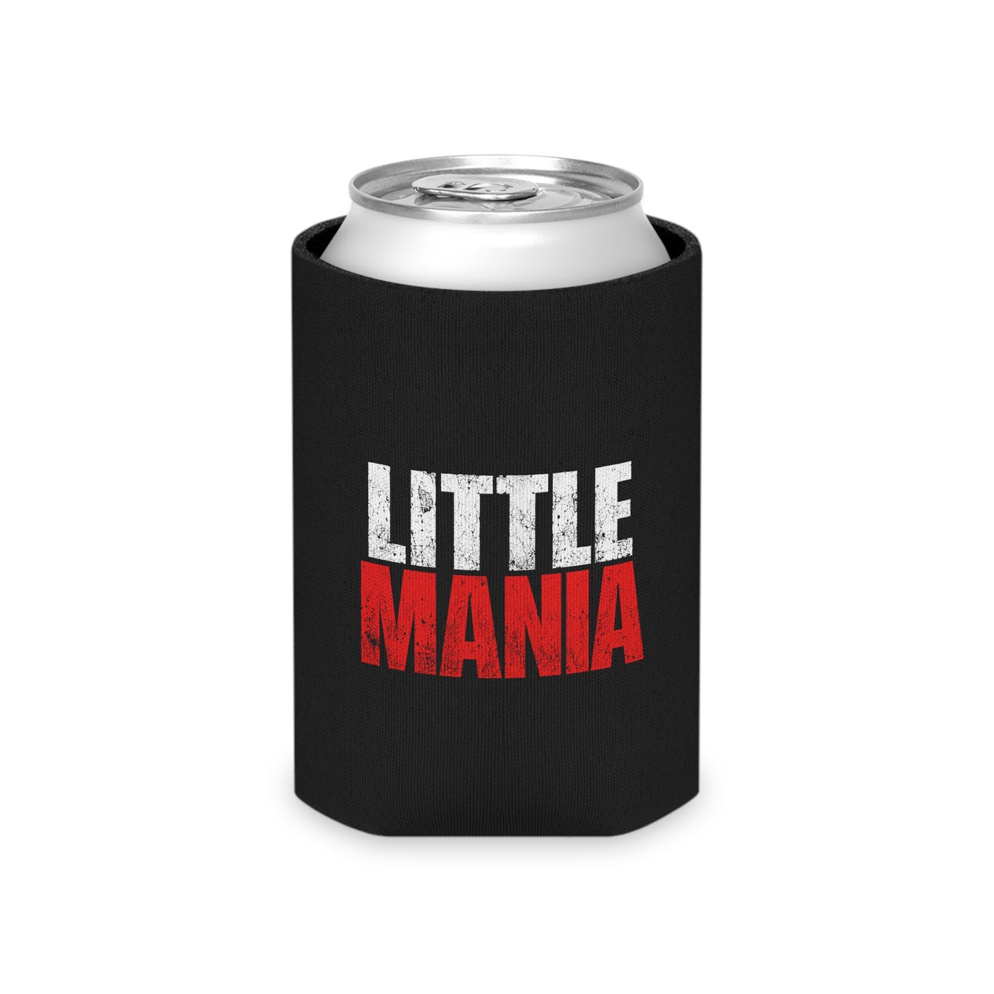 Little Mania can cooler shown on a drink can