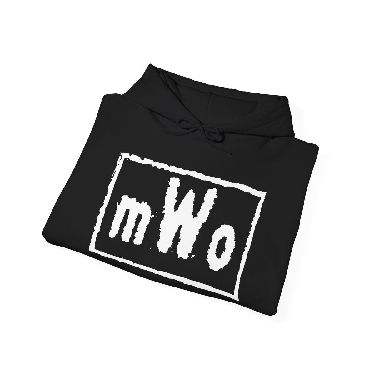 MWO hoodie folded to show the mWo logo print